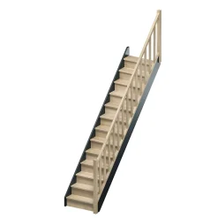 Sogem Escalier droit chêne coloris naturel 13 marches avec contremarches Liverpool avec rampe- Escalier Droit