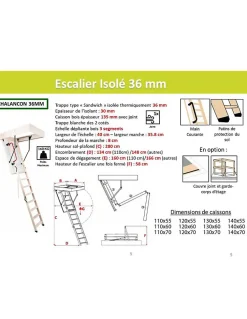 Woodup Escalier Mezzanine<Escalier Escamotable Echelle Bois Isole 36 Mm Caisson 140 X 70 Cm