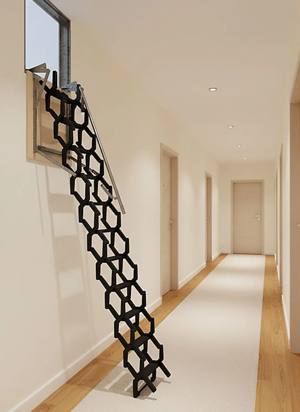Matisere Escalier Escamotable<Escalier escamotable mural en métal - Trémie de 70x80cm - Hauteur de 2.25 à 3.25m - ADJM/70/080