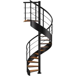 Fortia Escalier hélicoïdal hêtre et acier noir 13 marches Carilo tournant droit- Escalier Colimaçon