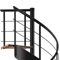 Fortia Escalier hélicoïdal hêtre et acier noir 13 marches Carilo tournant droit- Escalier Colimaçon