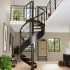 Fortia Escalier hélicoïdal hêtre et acier noir 13 marches Carilo Ø140cm tournant gauche- Escalier Colimaçon
