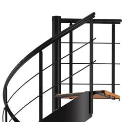 Fortia Escalier hélicoïdal hêtre et acier noir 13 marches Carilo Ø140cm tournant gauche- Escalier Colimaçon