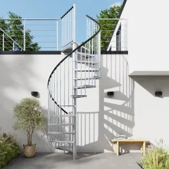 Fortia Escalier hélicoïdal acier et plastique gris 13 marches Falerna- Escalier Colimaçon