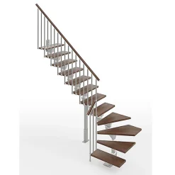 Matisere Escalier Quart Tournant<Escalier quart tournant 11 marches - Hauteur à franchir de 2.23 à 2.66m - Largeur 85cm - Limon central - Noyer et anthracite -