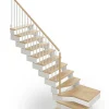 Matisere Escalier quart tournant 9 marches - Hauteur à franchir de 1.85 à 2.20m - Largeur 85 cm - Bois et blanc - Rampe verticale -- Escalier Quart Tournant