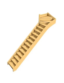 Woodup Escalier Quart Tournant Bavat Sapin Kit Recoupable Haut à Gauche Avec Contremarches H Sol Sol 280 Cm- Escalier Quart Tournant