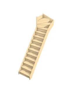 Woodup Escalier Quart Tournant Bavat Hetre 280 Cm Kit Recoupable Haut à Gauche Avec Contremarches H Sol Sol 280 Cm- Escalier Quart Tournant