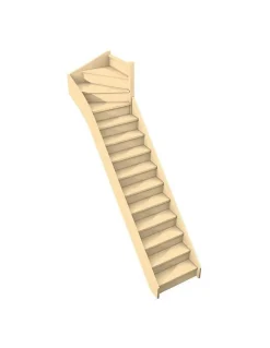 Woodup Escalier Quart Tournant Bavat Hetre 280 Cm Kit Recoupable Haut à Droite Avec Contremarches H Sol Sol 280 Cm- Escalier Quart Tournant