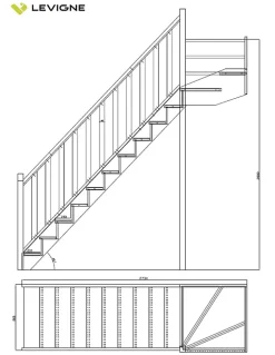 Woodup Escalier Quart Tournant<Escalier Quart Tournant Bavat Sapin Kit Recoupable Haut à Gauche Sans Contremarche H Sol Sol 280 Cm