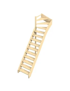 Woodup Escalier Quart Tournant Bavat Hetre 280 Cm Kit Recoupable Haut à Gauche Sans Contremarche H Sol Sol 280 Cm- Escalier Quart Tournant