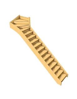 Woodup Escalier Quart Tournant Bavat Sapin Kit Recoupable Haut à Droite Avec Contremarches H Sol Sol 280 Cm- Escalier Quart Tournant