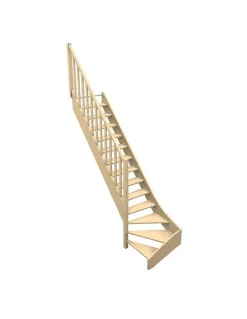 Woodup Escalier Quart Tournant Ceigne Kit Recoupable Bas à Gauche Sans Contremarche H Sol Sol 280 Cm- Escalier Quart Tournant