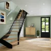 Fortia Escalier quart tournant droit chêne et aluminium noir Gagliano- Escalier Quart Tournant