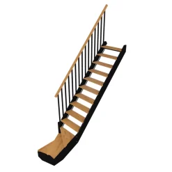 Fortia Escalier quart tournant droit chêne et aluminium noir Gagliano- Escalier Quart Tournant