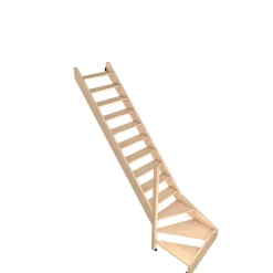 Fortia Escalier quart tournant droit hêtre coloris naturel 13 marches Siderno sans contremarches- Escalier Quart Tournant
