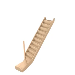 Fortia Escalier quart tournant droit hêtre coloris naturel 13 marches Siderno avec contremarches- Escalier Quart Tournant