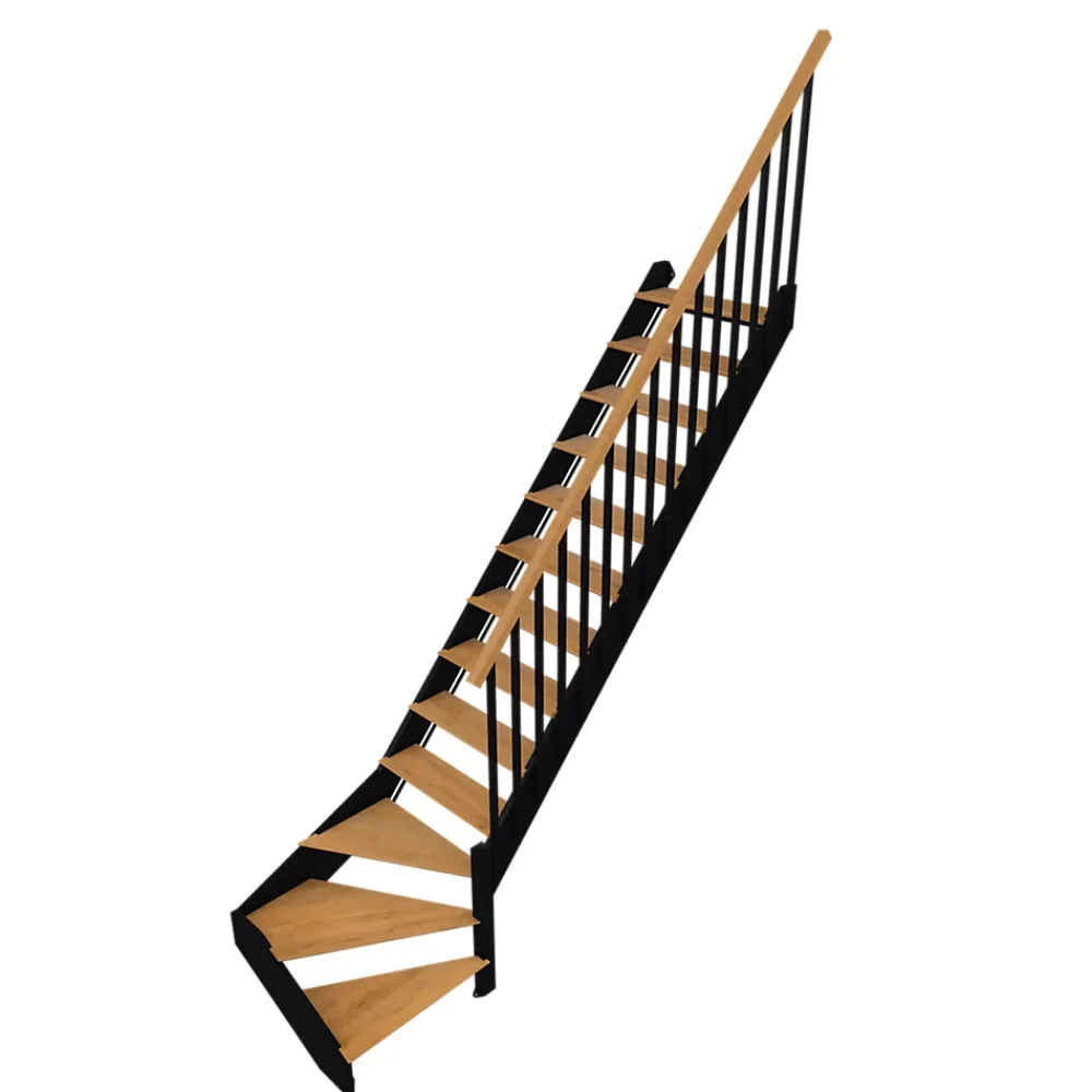 Fortia Escalier Quart Tournant<Escalier quart tournant gauche chêne et aluminium noir Gagliano