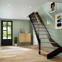 Fortia Escalier Quart Tournant<Escalier quart tournant gauche chêne et aluminium noir Gagliano
