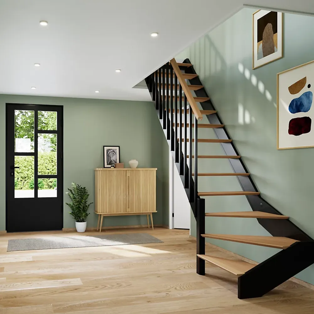 Fortia Escalier Quart Tournant<Escalier quart tournant gauche chêne et aluminium noir Gagliano