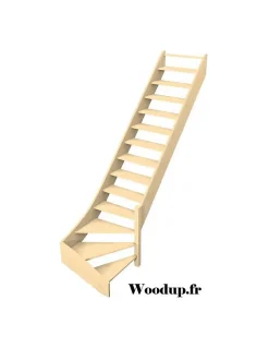 Woodup Escalier Quart Tournant Molede 280 Cm Kit Recoupable Bas à Droite Sans Contremarche H Sol Sol 280 Cm- Escalier Quart Tournant