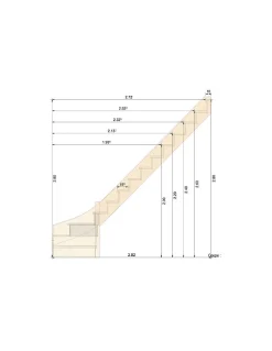 Woodup Escalier Quart Tournant Molede 280 Cm Kit Recoupable Bas à Droite Sans Contremarche H Sol Sol 280 Cm- Escalier Quart Tournant