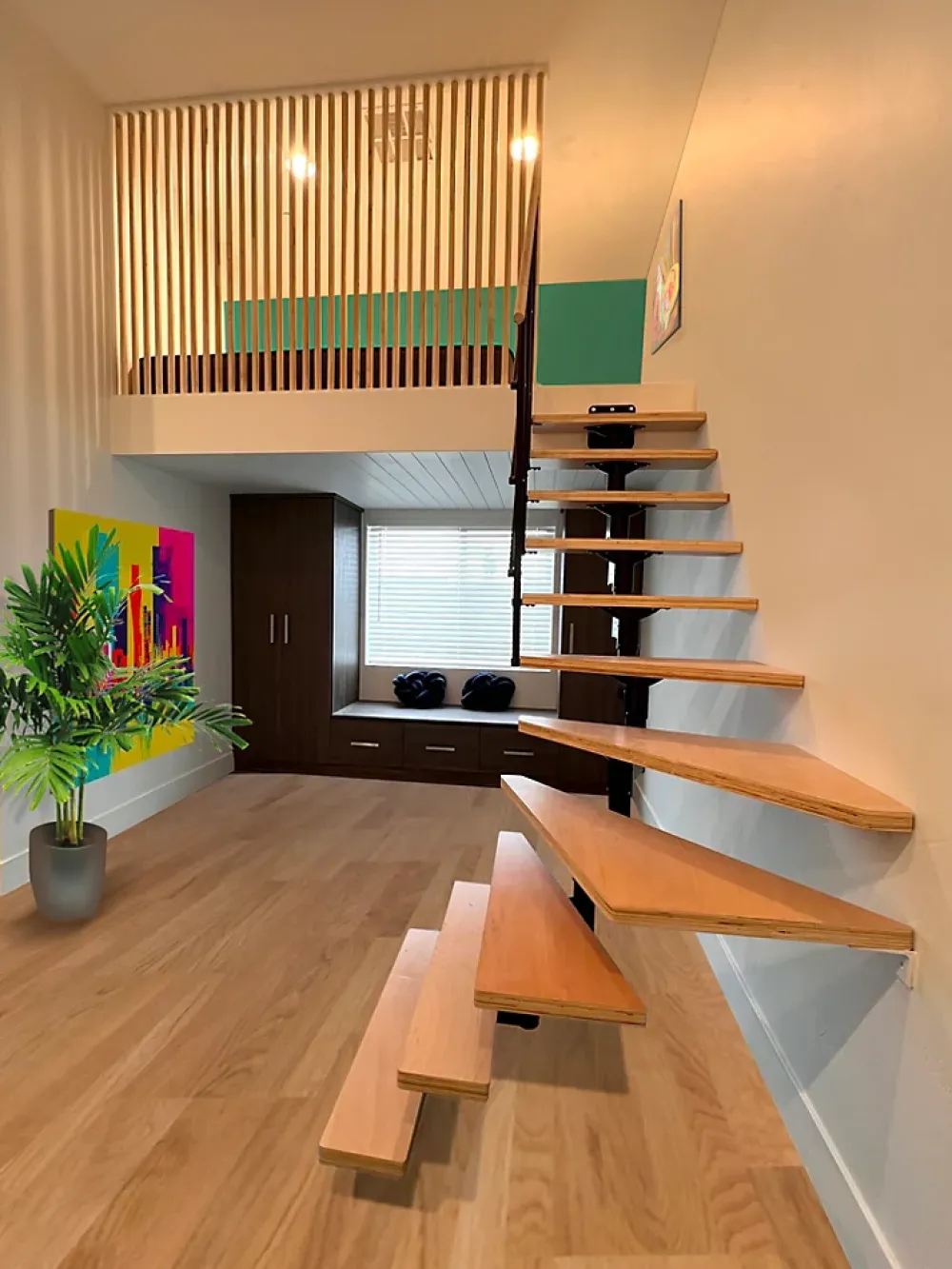 Escalier quart tournant modulaire Bogota hêtre 11 marches- Escalier Quart Tournant