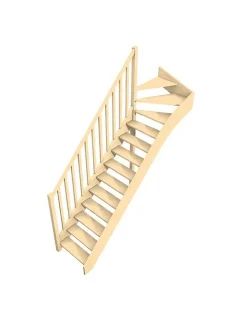 Woodup Escalier Quart Tournant Neronne Kit Recoupable Haut à Gauche Sans Contremarche H Sol Sol 280 Cm- Escalier Quart Tournant
