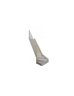 Woodup Escalier Quart Tournant<Escalier Quart Tournant Sapin Massif Brosses 280 Cm Bas à Gauche Avec Contremarches H Sol Sol 280 Cm