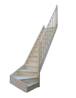 Woodup Escalier Quart Tournant Sapin Massif Brosses 280 Cm Bas à Droite Avec Contremarches H Sol Sol 280 Cm- Escalier Quart Tournant