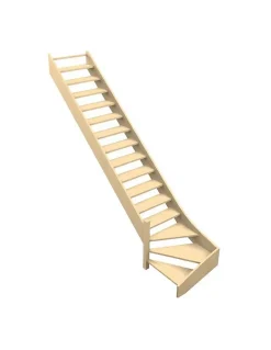 Woodup Escalier Quart Tournant Sela 288 Cm Kit Recoupable Bas à Gauche Hêtre LC Sans Contremarches H Sol Sol 288 Cm- Escalier Quart Tournant