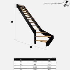 Kordo Escalier Quart Tournant<Escalier quart-tournant gauche noir à LED intégrées, Spectra