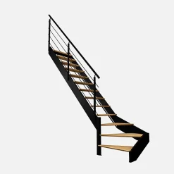 Kordo Escalier Quart Tournant<Escalier quart-tournant gauche noir avec garde-corps à LED intégrées, Spectra