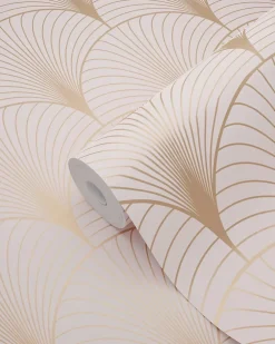 Estahome Papier Peint<papier peint art déco rose clair et or rose - 53 cm x 10.05 m - 139229