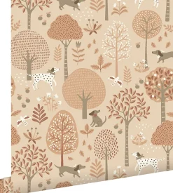 Estahome papier peint chiens beige et rose terracotta - 53 cm x 10.05 m - 139711- Papier Peint