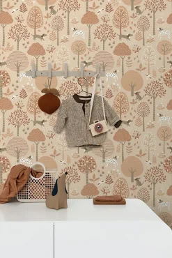 Estahome papier peint chiens beige et rose terracotta - 53 cm x 10.05 m - 139711- Papier Peint