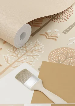 Estahome papier peint chiens beige et rose terracotta - 53 cm x 10.05 m - 139711- Papier Peint
