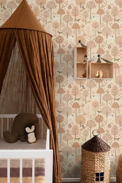 Estahome papier peint chiens beige et rose terracotta - 53 cm x 10.05 m - 139711- Papier Peint