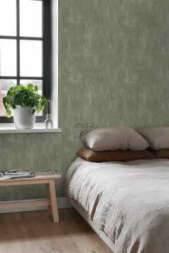 Estahome Papier Peint<papier peint effet béton vert olive grisé - 53 cm x 10.05 m - 148754