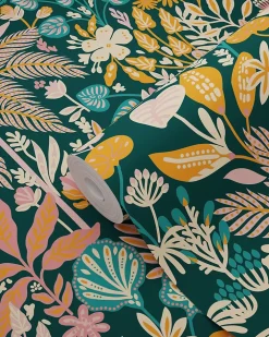 Estahome Papier Peint<papier peint feuilles et fleurs tropicales multicolore - 0.53 x 10.05 m - 130946