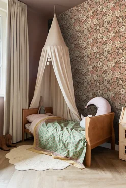 Estahome papier peint fleurs rétro vieux rose et beige - 53 cm x 10.05 m - 130966- Papier Peint