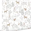 Estahome Papier Peint<papier peint forêt avec des animaux de la forêt lilas violet et beige - 53 cm x 10.05 m - 139520