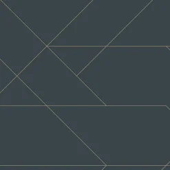 Estahome Papier Peint<papier peint lignes graphiques bleu foncé et or - 53 cm x 10.05 m - 139213