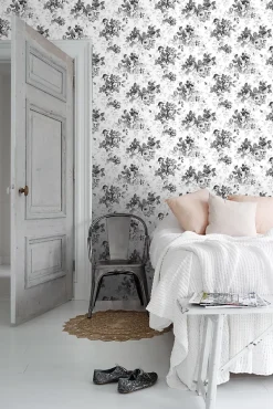 Estahome papier peint roses noir et blanc - 53 cm x 10.05 m - 138112- Papier Peint
