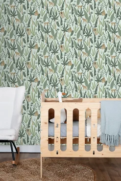 Estahome Papier Peint<papier peint singes de la jungle vert menthe et vert foncé - 53 cm x 10.05 m - 139073