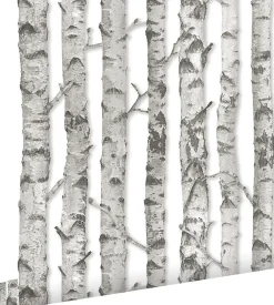 Estahome Papier Peint<papier peint troncs de bouleau gris chaud clair - 53 cm x 10.05 m - 138889