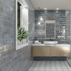 Les Carreaux De Jean  Faïence Pour Pièce À Vivre|Faïence Pour Salle De Bains<Faïence Effet Zellige Bleu CINQUE TERRE Blue 10x30cm - Les Carreaux de Jean