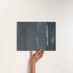 Les Carreaux De Jean  Faïence Pour Pièce À Vivre|Faïence Pour Salle De Bains<Faïence Effet Zellige Bleu CINQUE TERRE Blue 10x30cm - Les Carreaux de Jean