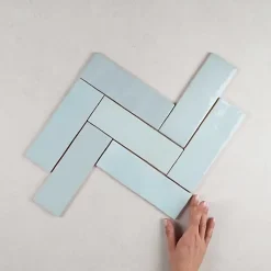 Gioia Materia Faïence Effet Zellige Bleu Ciel ARTISAN 6.5x20 Aqua - Les Carreaux de Jean- Faïence Pour Salle De Bains|Faïence Pour Pièce À Vivre