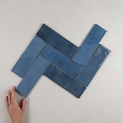 Gioia Materia Faïence Effet Zellige Bleu ARTISAN 6.5x20 Blue - Les Carreaux de Jean- Faïence Pour Douche|Faïence Pour Salle De Bains